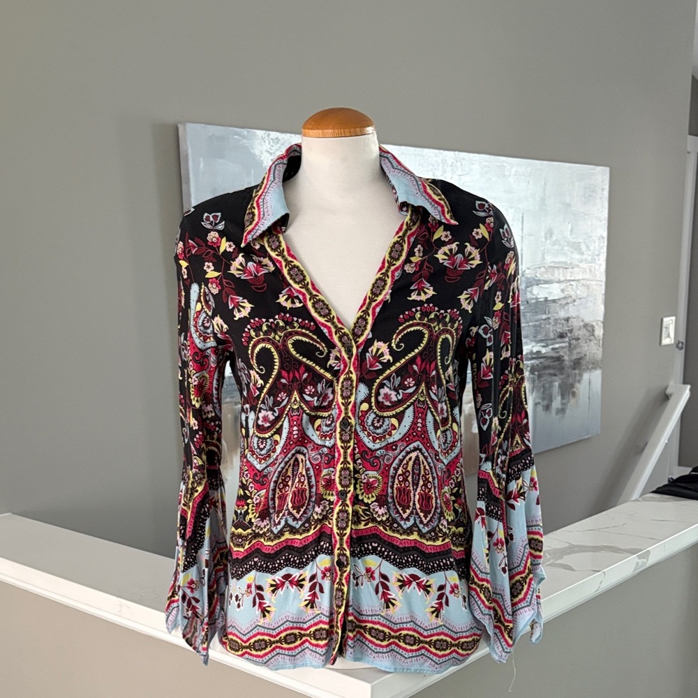 Boston Proper Multicolor Floral Paisley Button Down Shirt
